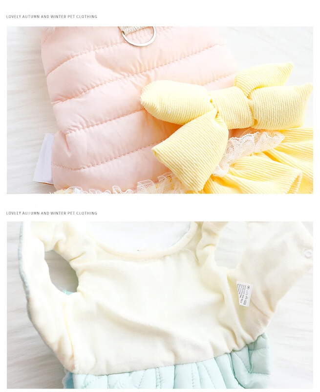 Princesės šunų žieminiai drabužiai Storas šiltas katės šunų paltas su Bowknot Apranga gyvūnams Одежда Для Собак Мелких Пород