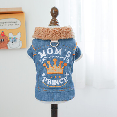 1vnt rūbai augintiniams Šunų ir kačių žieminiai su vilna pastorintu Little Prince džinsiniu paltuku tinka mažiems ir vidutinio dydžio šunims