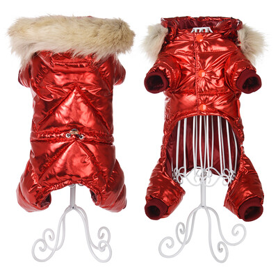 Žieminiai naminių šunų drabužiai mažiems šunims katėms, neperšlampamoms šuniukui su gobtuvu, kailiniu antkakliu striuke Taksas Prancūzų buldogų kombinezonai kombinezonai