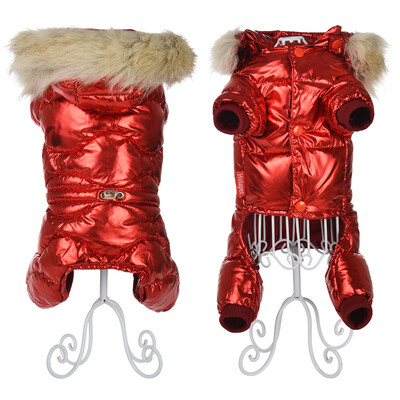 Žieminiai naminių šunų drabužiai mažiems šunims katėms, neperšlampamoms šuniukui su gobtuvu, kailiniu antkakliu striuke Taksas Prancūzų buldogų kombinezonai kombinezonai