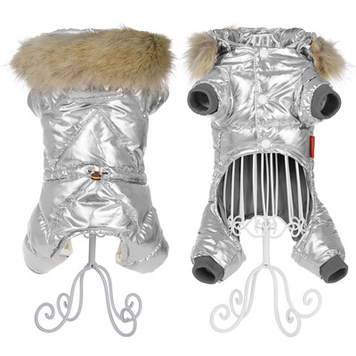 Žieminiai naminių šunų drabužiai mažiems šunims katėms, neperšlampamoms šuniukui su gobtuvu, kailiniu antkakliu striuke Taksas Prancūzų buldogų kombinezonai kombinezonai
