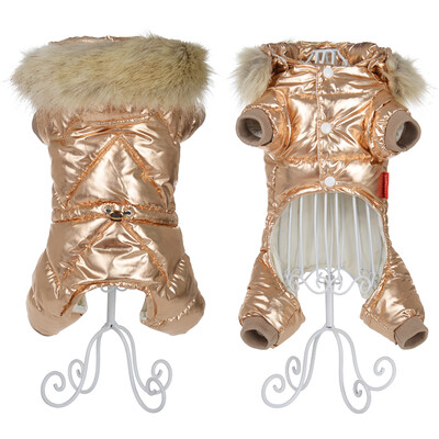 Žieminiai naminių šunų drabužiai mažiems šunims katėms, neperšlampamoms šuniukui su gobtuvu, kailiniu antkakliu striuke Taksas Prancūzų buldogų kombinezonai kombinezonai