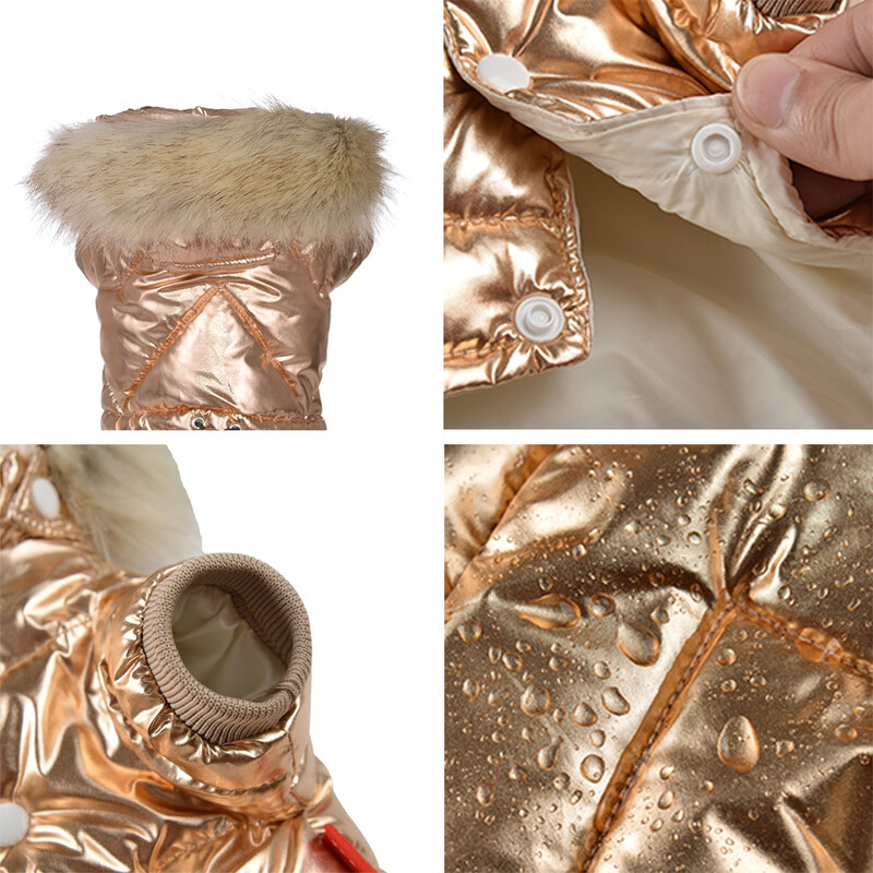 Žieminiai naminių šunų drabužiai mažiems šunims katėms, neperšlampamoms šuniukui su gobtuvu, kailiniu antkakliu striuke Taksas Prancūzų buldogų kombinezonai kombinezonai