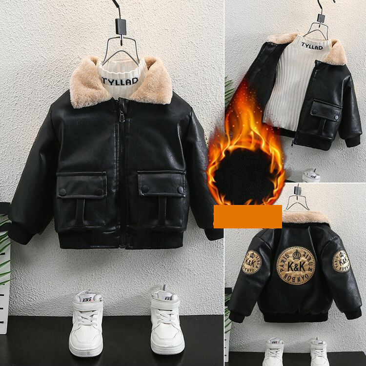 Berniukų odinės striukės pavasario ir rudens vakarietiško stiliaus viršūnės Naujos 2024 m. rudens korėjietiško stiliaus odinės striukės Madingi vaikiški drabužiai