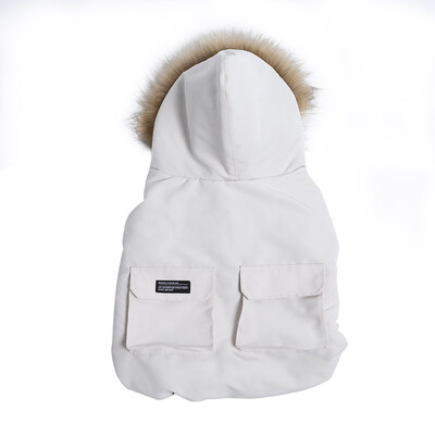 Žieminis augintinio paltas šiltas šunų pūkinis striukė su gobtuvu šuniuko drabužiai mažiems ir vidutiniams šunims Čihuahua prancūzų buldogų kačių drabužiai, atsparūs vėjui