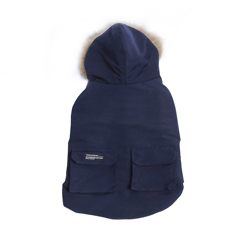 Žieminis augintinio paltas šiltas šunų pūkinis striukė su gobtuvu šuniuko drabužiai mažiems ir vidutiniams šunims Čihuahua prancūzų buldogų kačių drabužiai, atsparūs vėjui