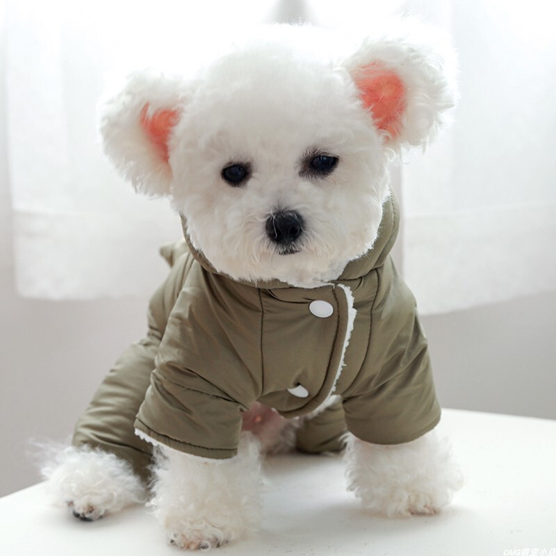1 vnt. naminių gyvūnėlių drabužiai žieminiai pliušiniai stori kareiviškos spalvos riebūs dinozaurai Keturkojai medvilniniai paltai, tinkami mažiems ir vidutinio dydžio šunims