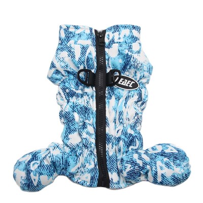 Új kutyamacska meleg Jumpsuit kapucnis, szélvédő ruházat cipzárral, kisállat téli kabát dzseki ruhával