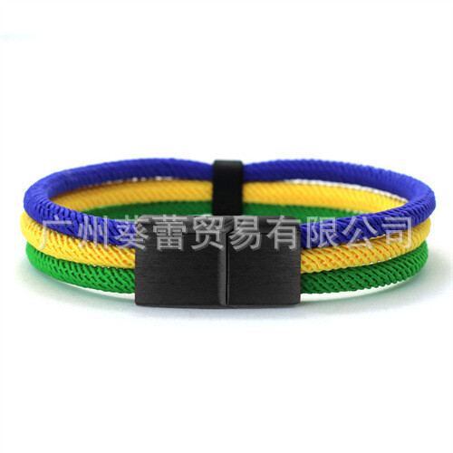 Karštai parduodama tarpvalstybinė nerūdijančio plieno vėliavos apyrankė juoda sagtis Vokietija Prancūzija Ispanija Brazilija Ukrainos vėliava apyrankė