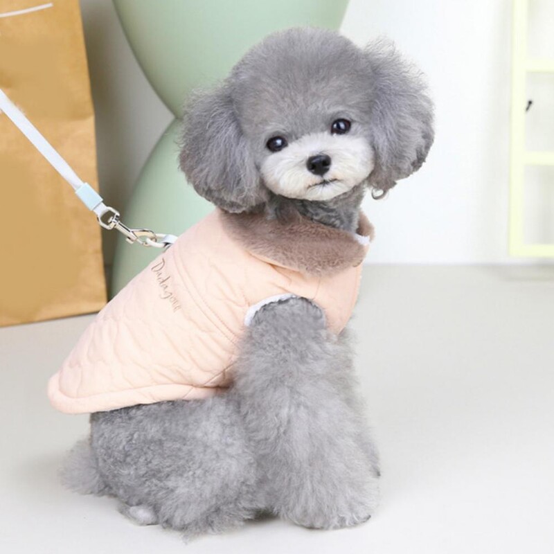 Žieminis naminis paltas su žiedu Naminio gyvūno liemenė Storas šuns žieminis paltas Nuleidžiamas antkaklis šuns striukė šilta dviem kojoms Katės žieminė liemenė šuns drabužiai