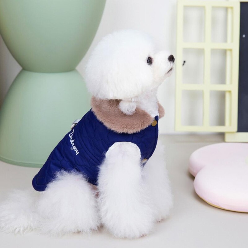 Žieminis naminis paltas su žiedu Naminio gyvūno liemenė Storas šuns žieminis paltas Nuleidžiamas antkaklis šuns striukė šilta dviem kojoms Katės žieminė liemenė šuns drabužiai