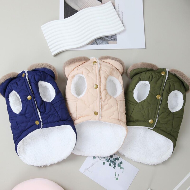 Žieminis naminis paltas su žiedu Naminio gyvūno liemenė Storas šuns žieminis paltas Nuleidžiamas antkaklis šuns striukė šilta dviem kojoms Katės žieminė liemenė šuns drabužiai