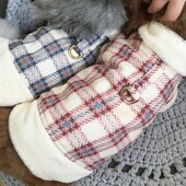 Drabužiai naminiams gyvūnėliams Spalvingi rūbai augintiniams Stilingi languoti spaudiniai augintinio liemenė žiemai Minkštas šiltas šuns paltas Mieli katės drabužiai šaltam orui