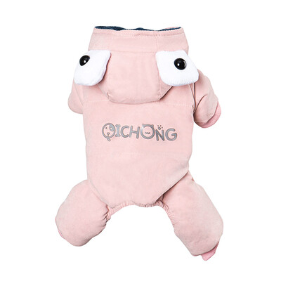 Kisállatruházat Kisállat Négylábú pamut párnázott ruhák Vastagított meleg sapka Aranyos nagy szemek Puha meleg lélegző