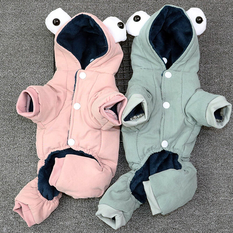 Kisállatruházat Kisállat Négylábú pamut párnázott ruhák Vastagított meleg sapka Aranyos nagy szemek Puha meleg lélegző