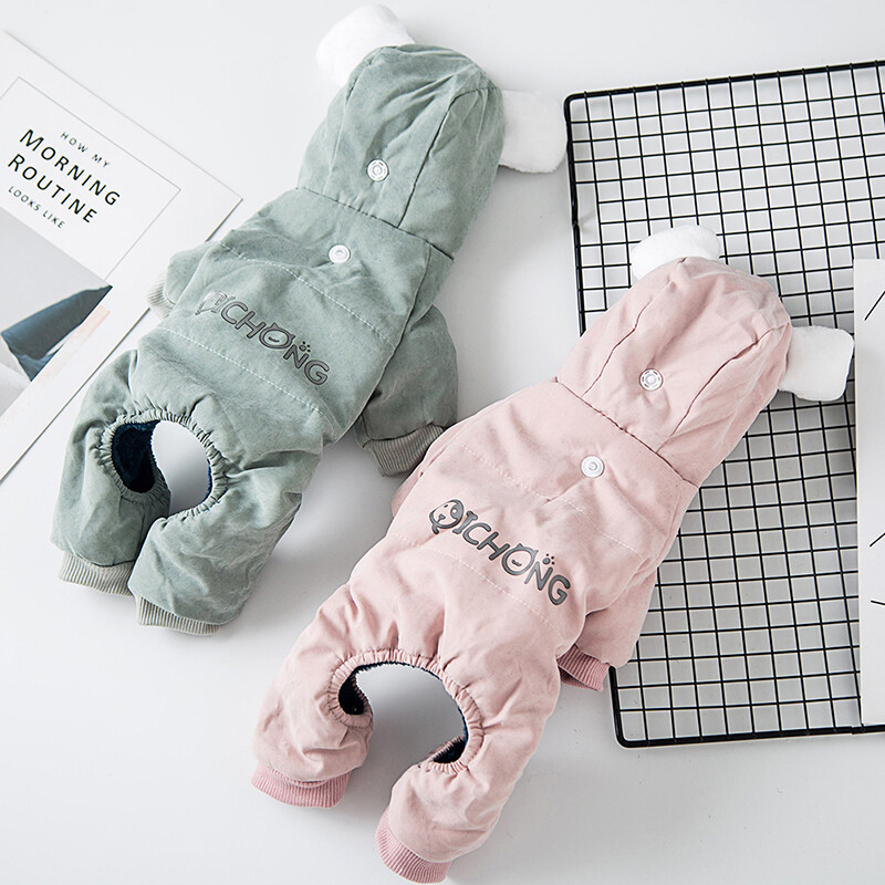 Kisállatruházat Kisállat Négylábú pamut párnázott ruhák Vastagított meleg sapka Aranyos nagy szemek Puha meleg lélegző