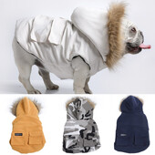 Modes franču buldogu mājdzīvnieku dūnu jaka mētelis ziemas suņu drēbes ar apkakli maziem un vidējiem suņiem talismani kucēnu kaķu apģērbs