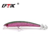 FTK Minnow Wobblers horgászcsali 120mm 23g tintahal horog 3D Eyes Wood Shrimp Sea Kemény mesterséges csali
