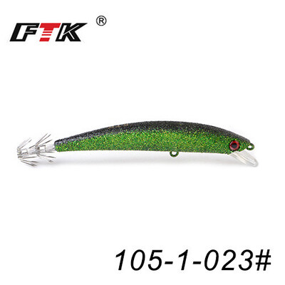 FTK Minnow Wobblers horgászcsali 120mm 23g tintahal horog 3D Eyes Wood Shrimp Sea Kemény mesterséges csali