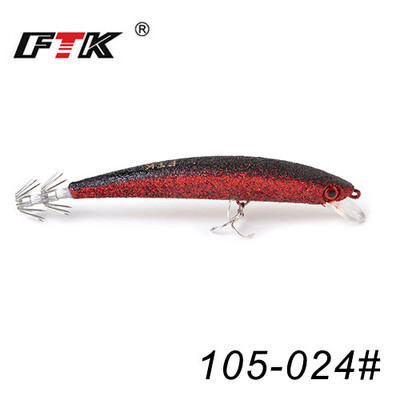 FTK Minnow Wobblers horgászcsali 120mm 23g tintahal horog 3D Eyes Wood Shrimp Sea Kemény mesterséges csali