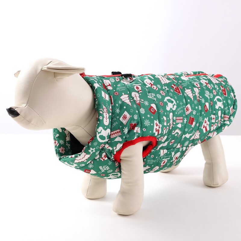 Šilti naminių gyvūnėlių drabužiai mažam šuniui kalėdinė liemenė rudens žiemos šunų paltai Miela spausdinta augintinio striukė nuo vėjo atsparus šuniuko kostiumas