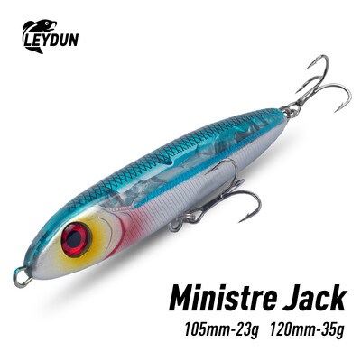 LEYDUN Ministre Jack Stickbait süllyedő ceruza horgászcsalik 105mm 23g 120mm 35g Good Swimming Hard Baits Wobblerek Sea Bass számára