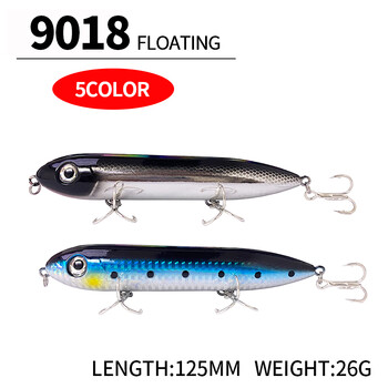 1Pcs 125mm 26g Topwater Pencil Walk Doggy Pencil Swimbait Spook Изкуствена повърхност на стръв Pesca Carp Pike Bait 9018