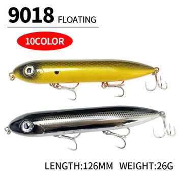 126 mm 26 g Голям плаващ молив Риболовни примамки Горна вода Изкуствена стръв Pesca Wobbler за шаран Разхождане на куче Swimbait Оборудване