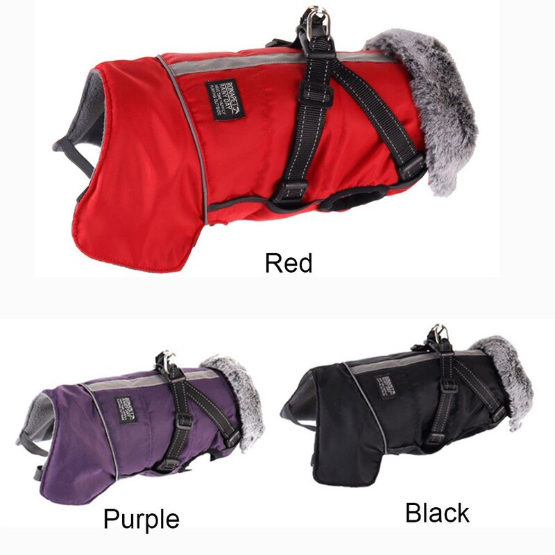 Šunų šiltos striukės Neperšlampama striukė su pakinktais, užtrauktuku, vilnos pamušalu