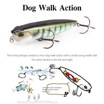 TSURINOYA 110mm 20,5g Topwater плаващ молив риболовна примамка DW58 Dog Walk Crank Wobbler Stickbait Minnow Hard Bait For Pike Bass