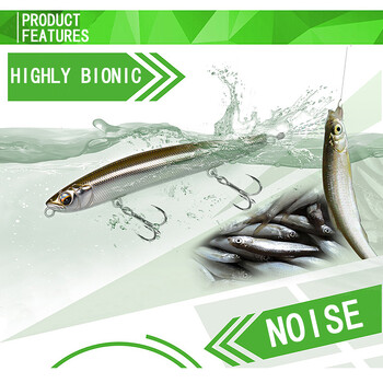 70mm10g воблер потъваща примамка Stickbait Minnow риболовна примамка Rolling 4.3g плаваща молив примамка риболовни принадлежности за риболов на лаврак