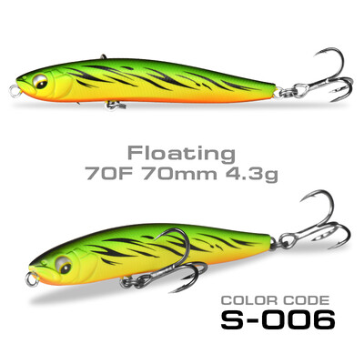 70 mm10 g voblerio skęstantis masalas Stickbait Minnow žvejybos masalas, 4,3 g plaukiojantis pieštukinis masalas, skirtas ešerių žvejybai