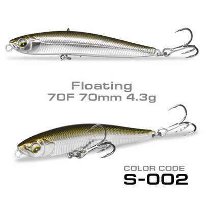 70 mm10 g voblerio skęstantis masalas Stickbait Minnow žvejybos masalas, 4,3 g plaukiojantis pieštukinis masalas, skirtas ešerių žvejybai