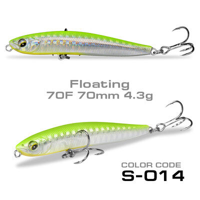 70 mm10 g voblerio skęstantis masalas Stickbait Minnow žvejybos masalas, 4,3 g plaukiojantis pieštukinis masalas, skirtas ešerių žvejybai