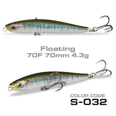 70 mm10 g voblerio skęstantis masalas Stickbait Minnow žvejybos masalas, 4,3 g plaukiojantis pieštukinis masalas, skirtas ešerių žvejybai