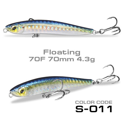 70 mm10 g voblerio skęstantis masalas Stickbait Minnow žvejybos masalas, 4,3 g plaukiojantis pieštukinis masalas, skirtas ešerių žvejybai