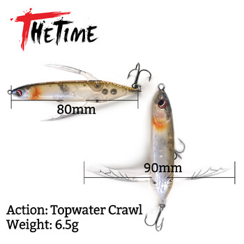 2023 New Dragonfly Topwater Stickbait 80mm 6.5g Surficial Buzzbait Crawler Bait Изкуствена повърхност Попър Молив примамка за бас