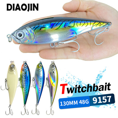 130 mm 48 g zīmuļu makšķerēšanas mānekļi Sālsūdens foreles Pesca mākslīgie Twitchbait 3D peldošie vobleri raustīšanās makšķerēšanas aprīkojumam