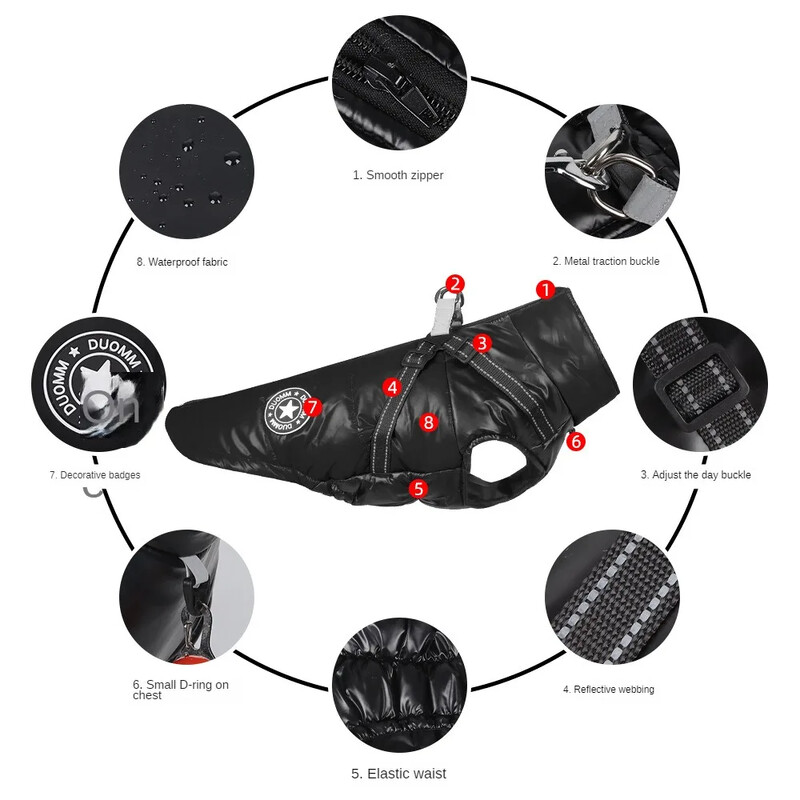 Neperšlampami ir vėjui atsparūs šunų drabužiai, medvilniniai drabužiai, atspindintys ir šilti, šuniukų striukės, rudeniui ir žiemai
