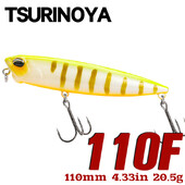 TSURINOYA Topwater plaukiojantis pieštukų vobleriai 110 mm 20,5 g DW58 Bass Lure Stickbait Snakehead Professional dirbtinis kietas masalas