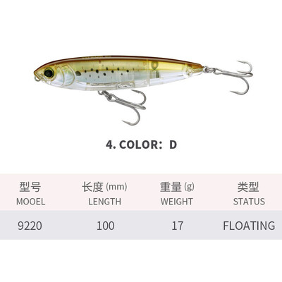 Plaukiojantis pieštukas žvejybos masalo vobleriai 10cm 17G vidinis lazerinis kietas masalas Aukštos kokybės Bass Pike Minnows žvejybos reikmenys