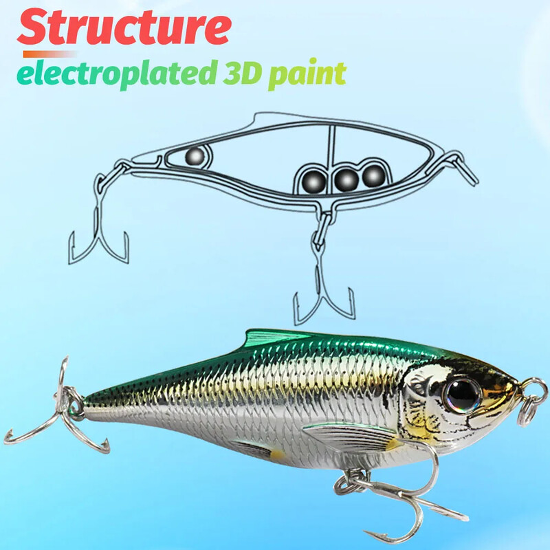 Vandenyje plaukiojantis Minnow 12 g 7,5 cm pieštuko masalas 20 g 9 cm VIB barškučio plieninis rutulinis Swimbait Pesca Wobbler Jerkbait Tackle Twitch masalas