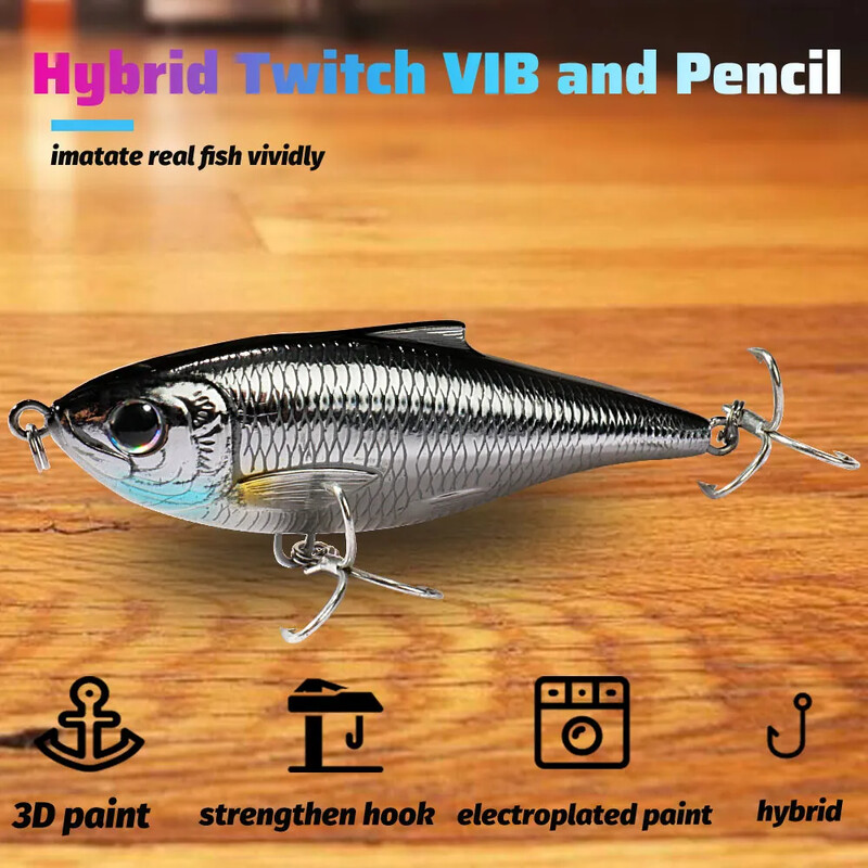 Vandenyje plaukiojantis Minnow 12 g 7,5 cm pieštuko masalas 20 g 9 cm VIB barškučio plieninis rutulinis Swimbait Pesca Wobbler Jerkbait Tackle Twitch masalas