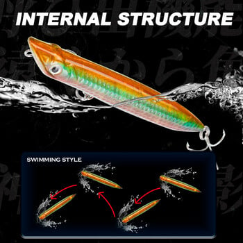 Hunthouse SLAP WALKER Pencil Fishing Lure Floating Surface 110mm 125mm Hard Bait Popper Topwater WTD Принадлежности за солена вода