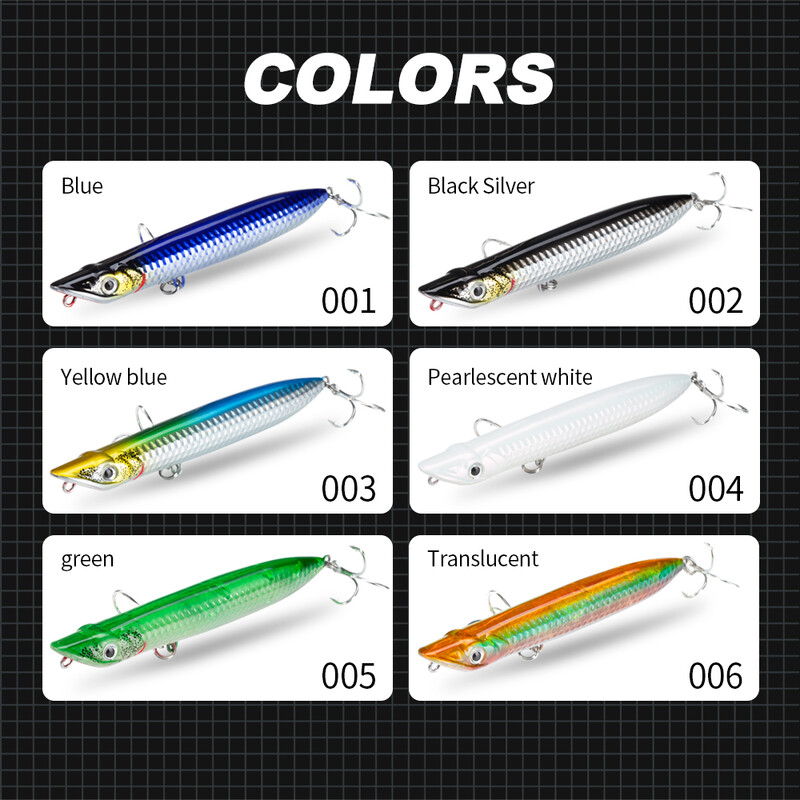 Hunthouse SLAP WALKER pieštukas žvejybos masalas, plūduriuojantis paviršius, 110 mm 125 mm kietas masalas, Topwater WTD sūraus vandens ešerių reikmenys