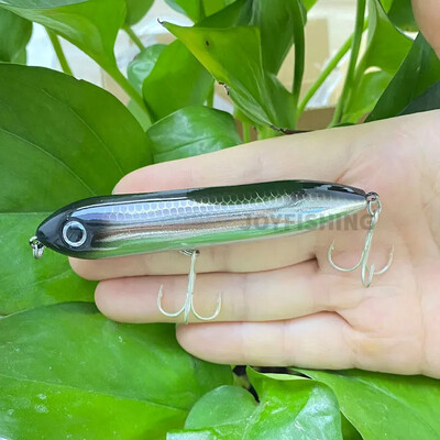 1vnt 100mm 11g pieštuko masalas Topwater Walk Dog Isca dirbtinio paviršiaus Stickbait plūduriuojantis karpių ešerių masalas žvejybos vobleriai 9017