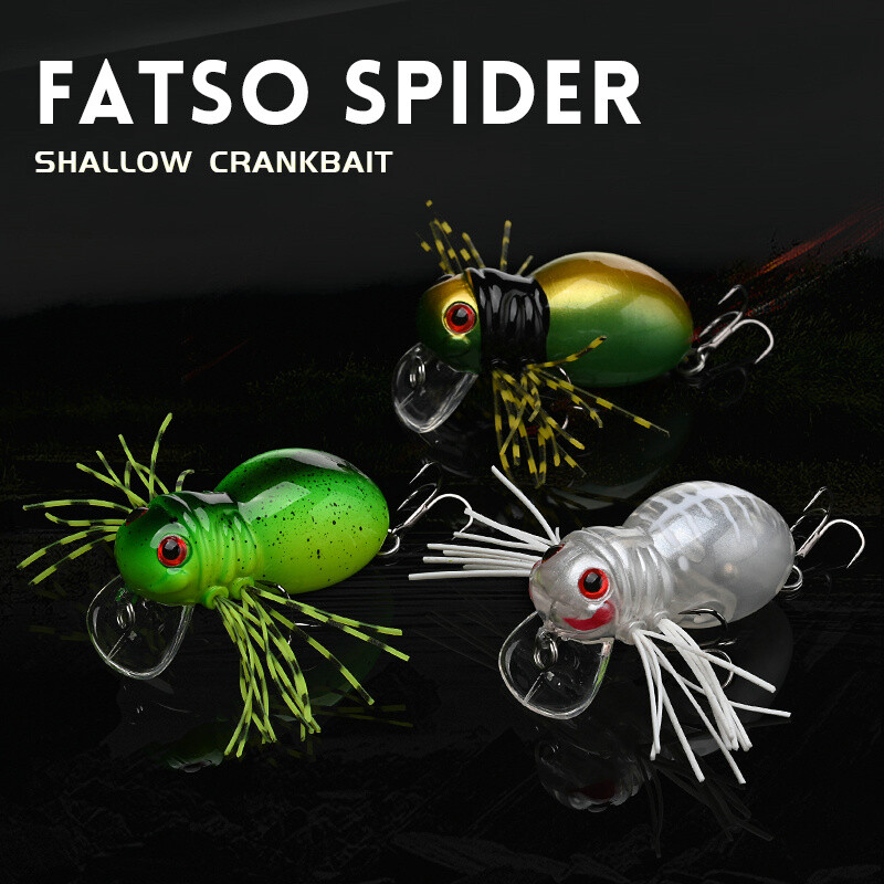 ALLBLUE FATSO SPIDER Topwater Shallow Crankbait 41MM 6,2G Ripojošs kukaiņu makšķerēšanas māneklis Voblera ēsma Saldūdens Bass līdakas piederumi