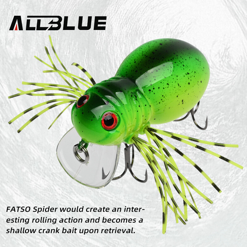 ALLBLUE FATSO SPIDER Topwater Shallow Crankbait 41MM 6,2G Ripojošs kukaiņu makšķerēšanas māneklis Voblera ēsma Saldūdens Bass līdakas piederumi
