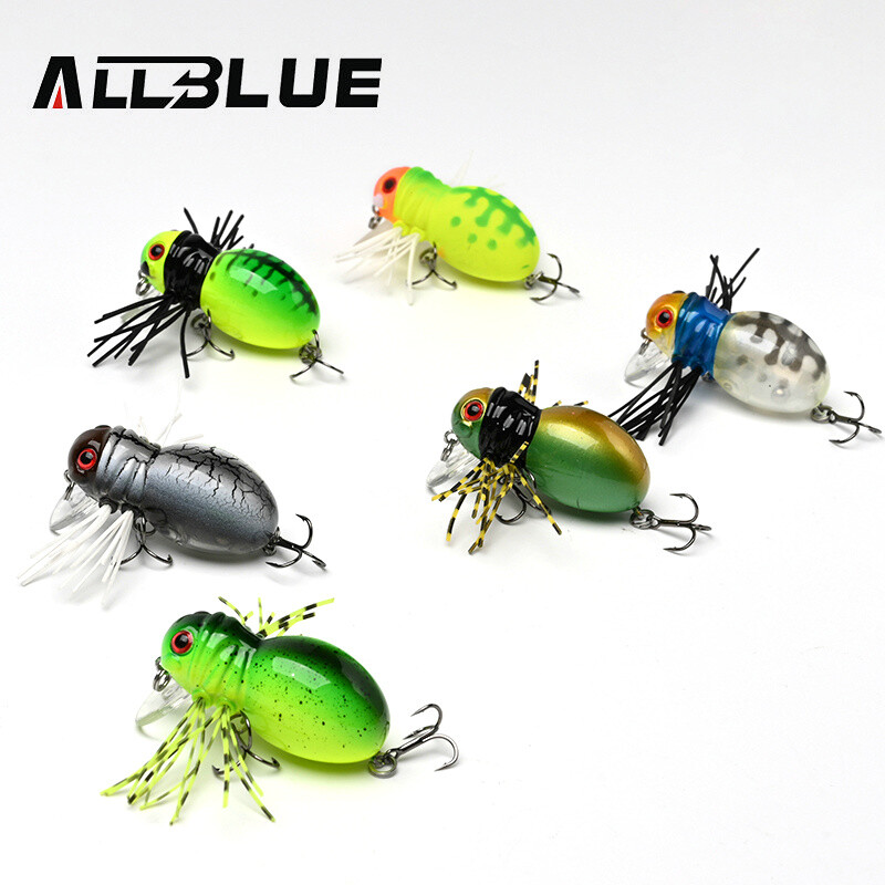 ALLBLUE FATSO SPIDER Topwater Shallow Crankbait 41MM 6,2G Ripojošs kukaiņu makšķerēšanas māneklis Voblera ēsma Saldūdens Bass līdakas piederumi