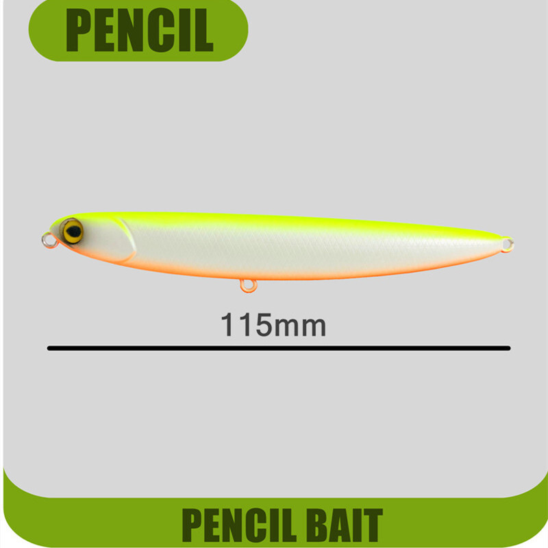 GREENSPIDER jauni zīmuļu makšķerēšanas mānekļi mākslīgās spieķu ēsmas virsmas staigātāji peldošas makšķerēšanas ēsmas 115 mm/13,5 g Bass Pesca